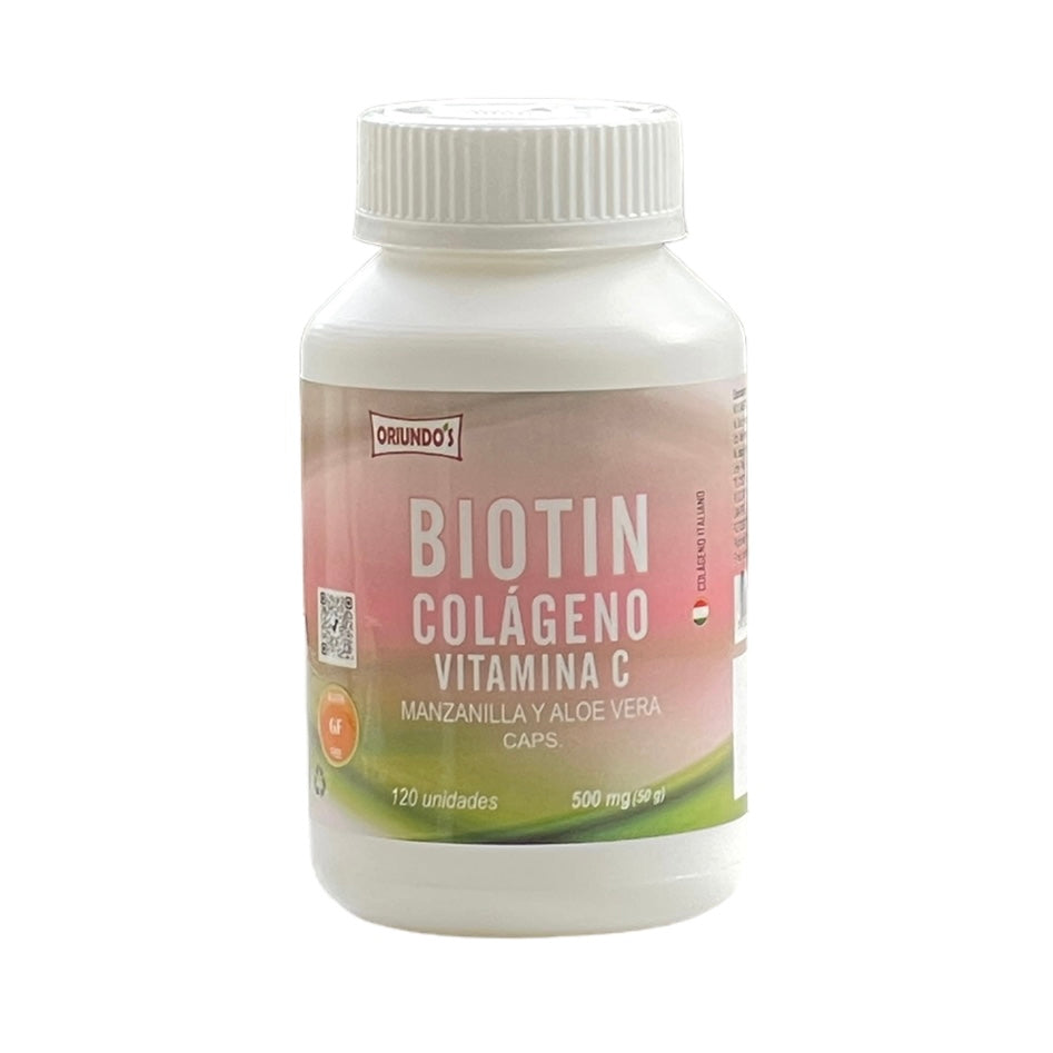 Biotin Colágeno-Vitamina C-Manzanilla y Aloe Vera 120 Cápsulas